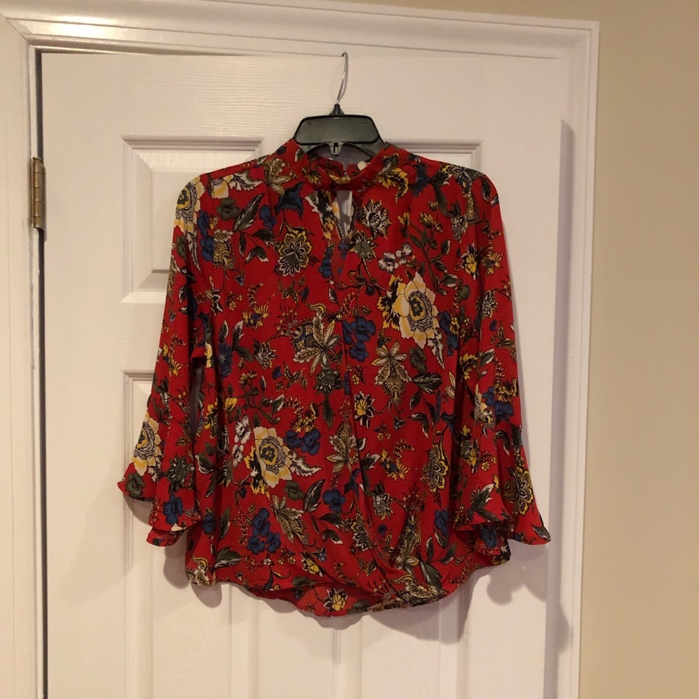 NWT! Monteau romantic wrap blouse.